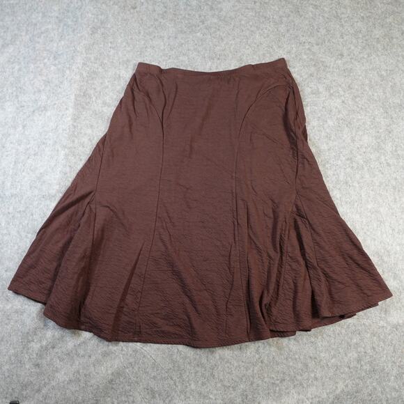 J. Jill Skirt Womens Large Petite Midi A-Line Flare Brown Casual Stretch - Picture 1 of 9